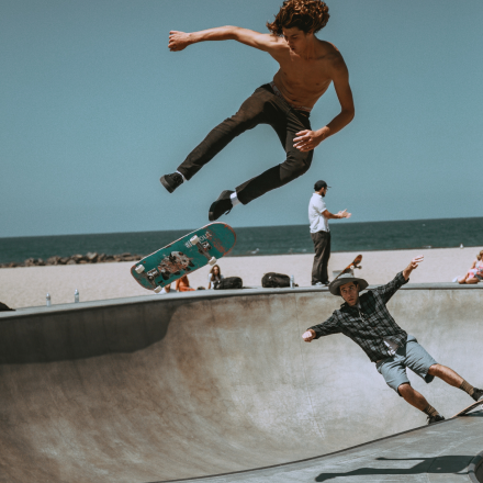 A boy riding skate